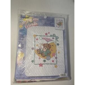 Janlynn Sleepytime Friends Counted Stamped Cross Stitch Quilt Kit 08-144 Vintage